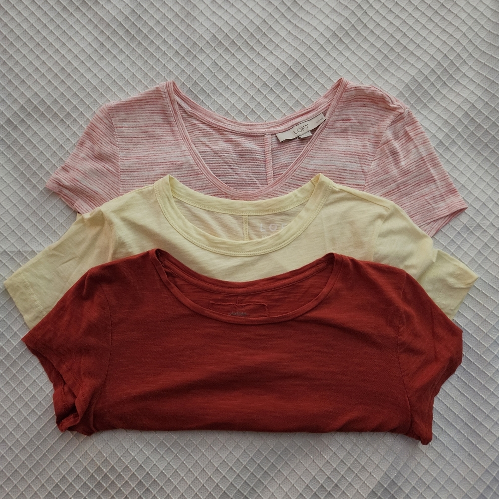 Lot of 3 LOFT Petite Cotton T-Shirts